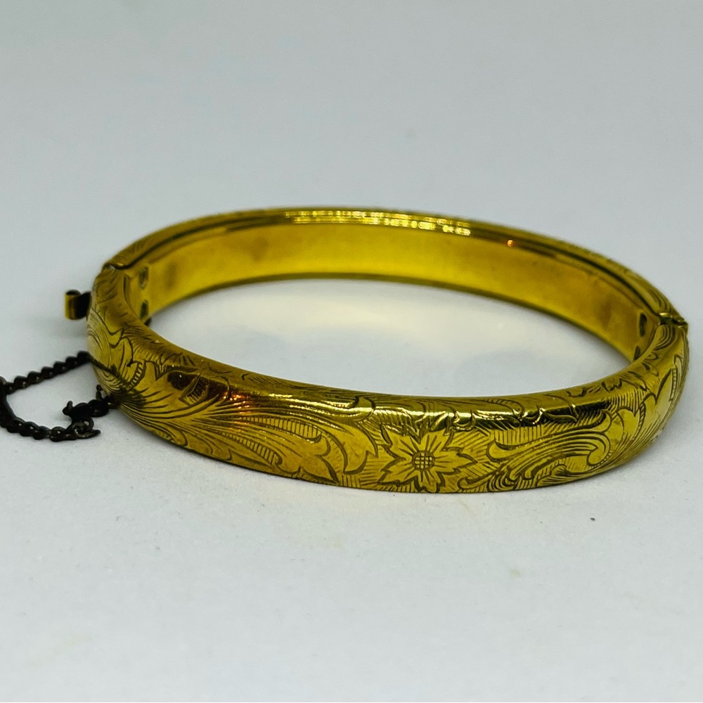 Brass?Etched Bangle Bracelet